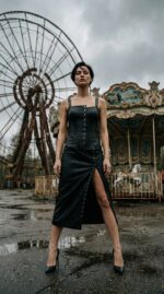 Noir Rivet Dress - Görsel 2